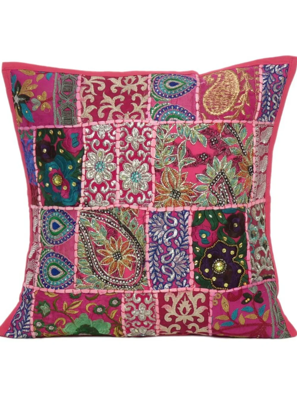 Oussum Handmade Pillow Cover Cotton Patchwork Cushion Cover Square Set of 1